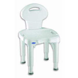 A bath shower seat with back support